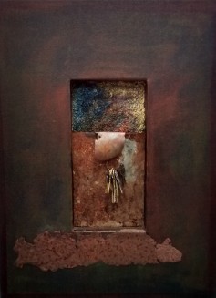 Passages. $595. Three dimensional assemblage. 18" x 24" x 2". (#1453)