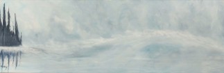 Silver Sea, Silver Sky. Sold. Acrylic on canvas (36" x 12" x 1.5"). #1490.