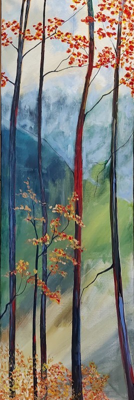 Alpine Autumn. SOLD. Acrylic on canvas. 16" x 48" x 5/8" (#1511)